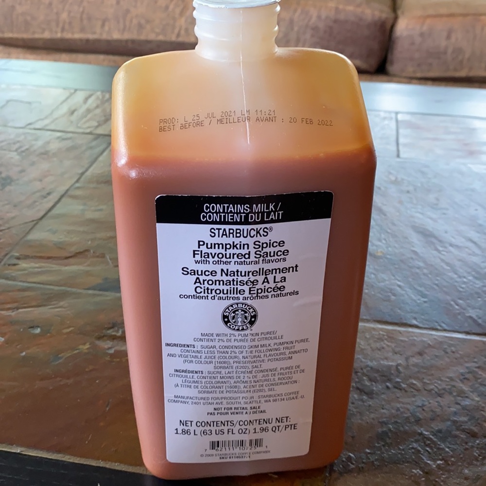 starbucks pumpkin spice sauce and pump, brand new, unopened, out of season